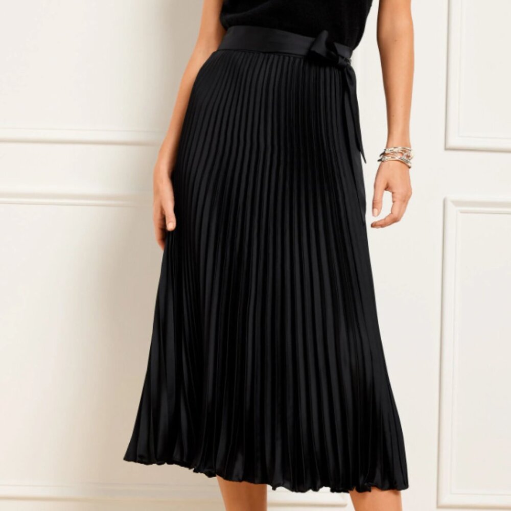 Talbots Black Satin Midi Skirt- Plus Petite 16